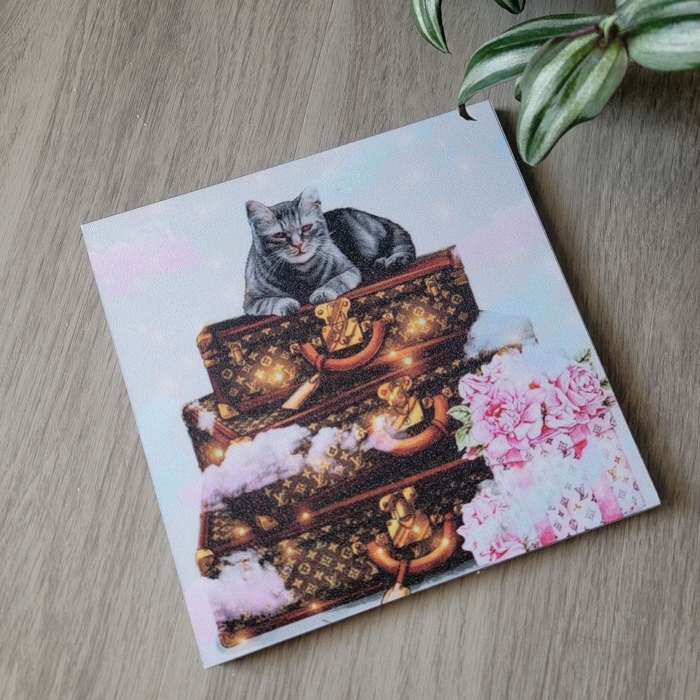 Pet Lover Cat Design Decor Cat and Suitcases Art Print Decor